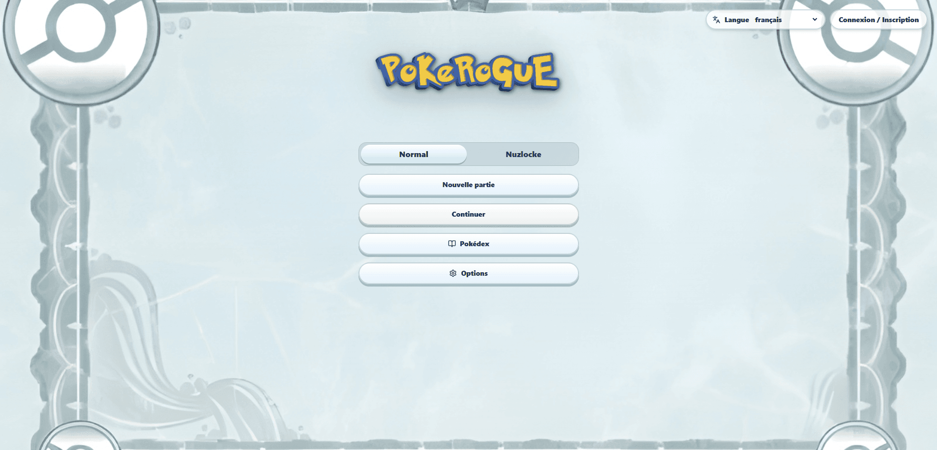 Menu principal de Pokerogue